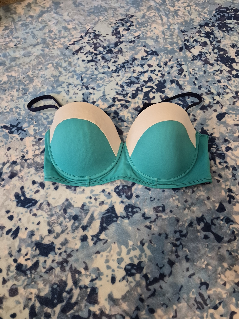 Boden Teal and White Swim Bra - Padded Underwire